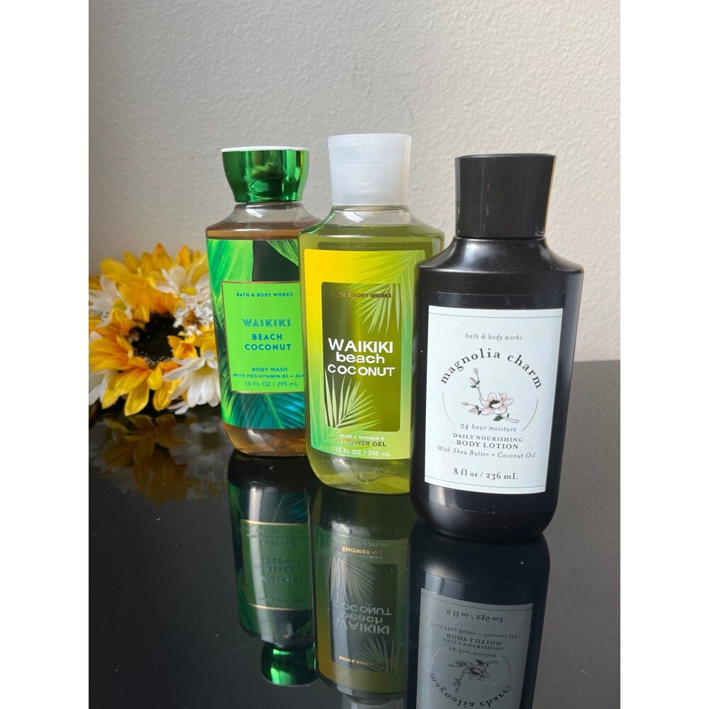 Bath & Body Works WAIKIKI BEACH COCONUT Wash Lot & Magnolia Charm